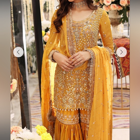 Aisha Imran Nazmin Yellow Gharara - Picture 4 of 9